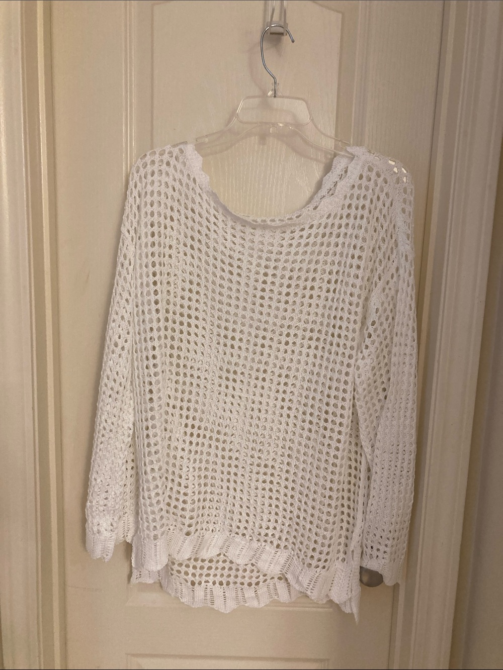 White Open-Knit Women's Sweater